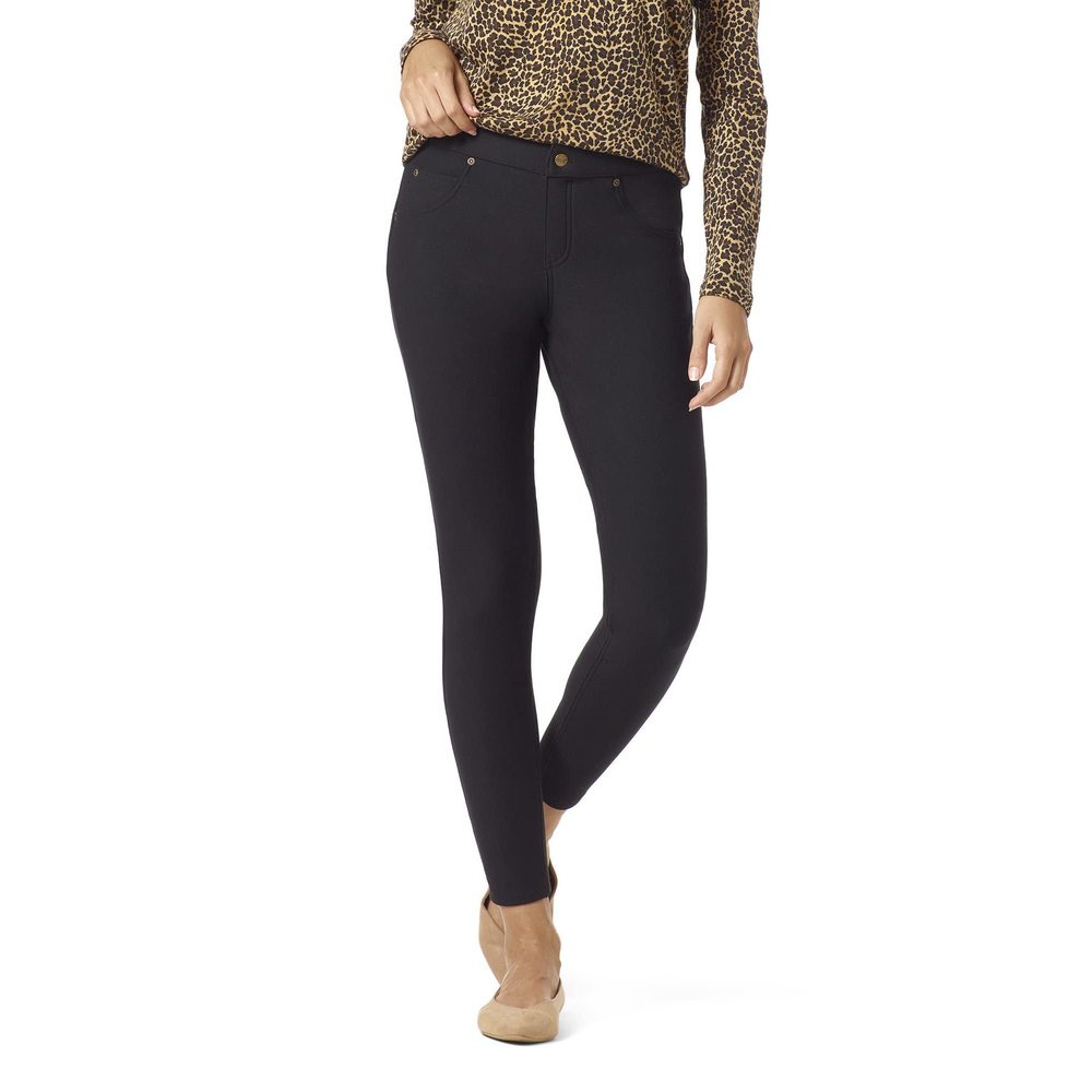 HUE womens Ultra Soft Fleece Lined Denim Leggings, Black, X-Large US